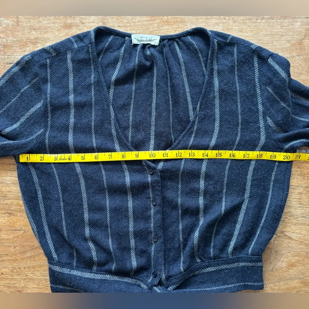 BELLA DAHL Women’s Small Tie Front Sweater Button Down Top Navy Blue P2P 20” - Picture 3 of 12